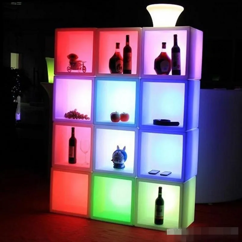 Portable LED Luminous Bar Cabinet Wine Display Case Colorful Waterproof Plastic Beer Champagne Bucket Ice Cube Storage Container