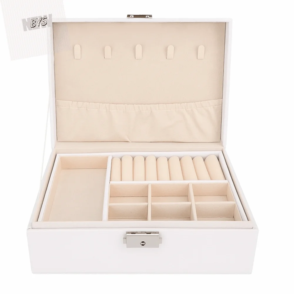 

Дисплей для ювелирных изделий, двухслойная шкатулка для драгоценностей, чехол для украшений из искусственной кожи, дисплеи для хранения, упаковка, двойное хранение