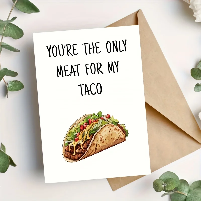 1pcs Taco Interesting Birthday Text Card with Envelope Fun Gift Blessing Message Holiday Commemorative Card Suitable for Anyone