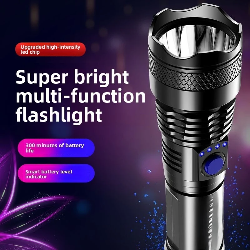High-Intensity LED Flashlight: Long-Range, USB-Rechargeable, Multi-Functional, Portable Lighting for Outdoor, Home & Camping Use