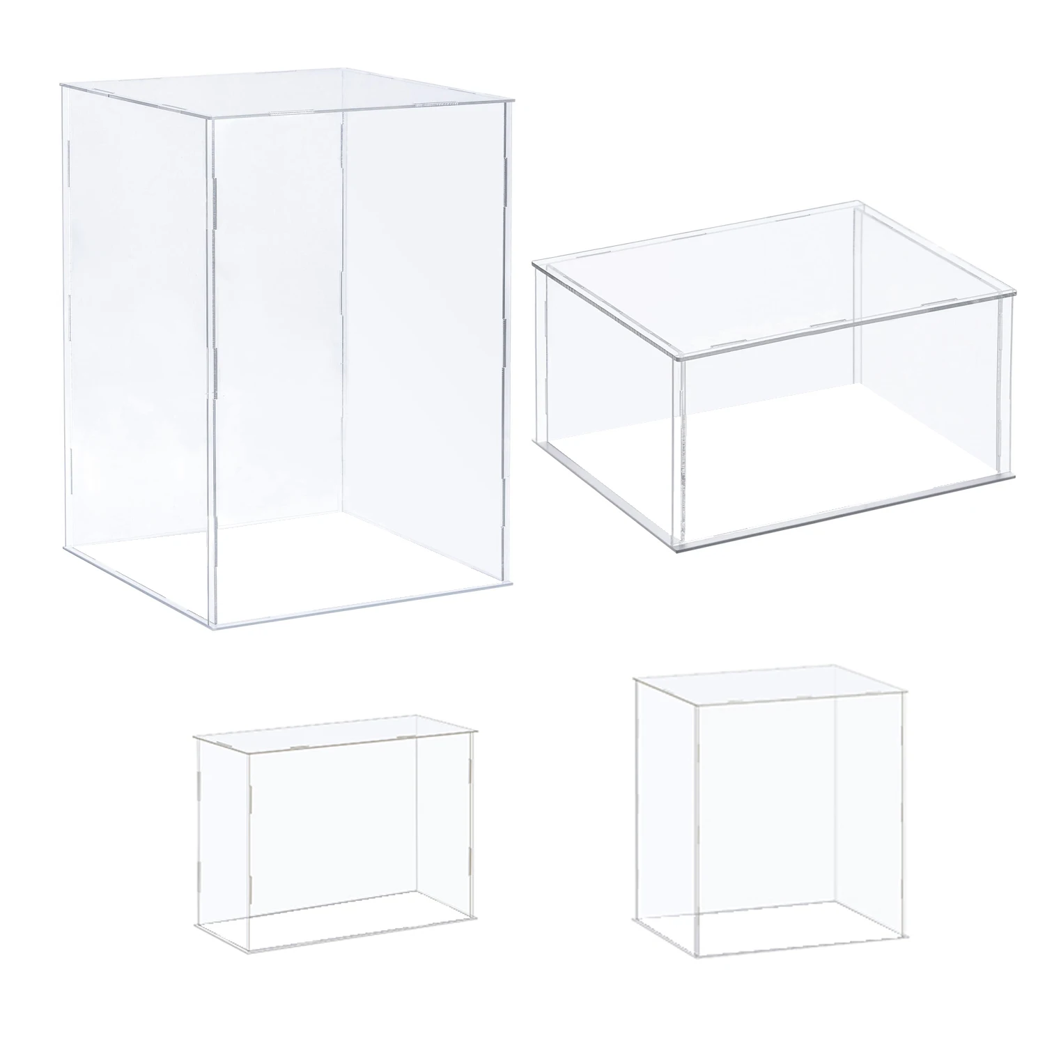 75size Clear Acrylic Display Case with white Base Organizer Riser Assemble Protection Showcase Box for Figures Toys Collectibles