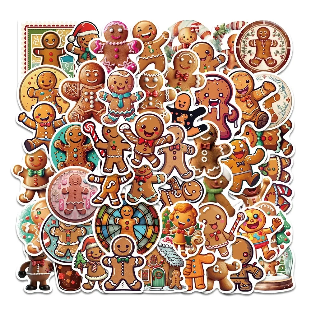 50pcs Cartoon Christmas Gingerbread Graffiti Stickers DIY Laptops Water Bottles Computers  Phones - Perfect for Christmas Gift