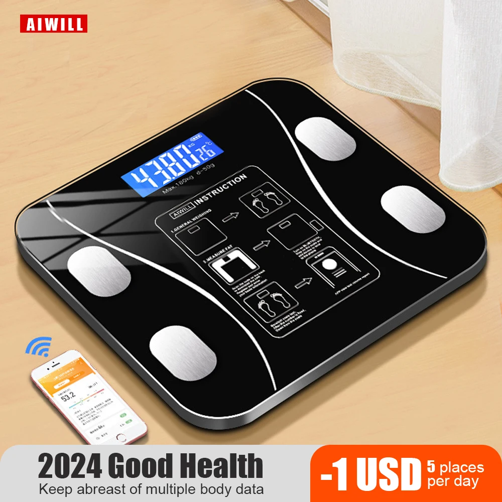 AIWILL HOT Bathroom Scales LED Screen Body Grease Electronic Weight Scale Body Composition Analysis Health Scale Smart Home Gift