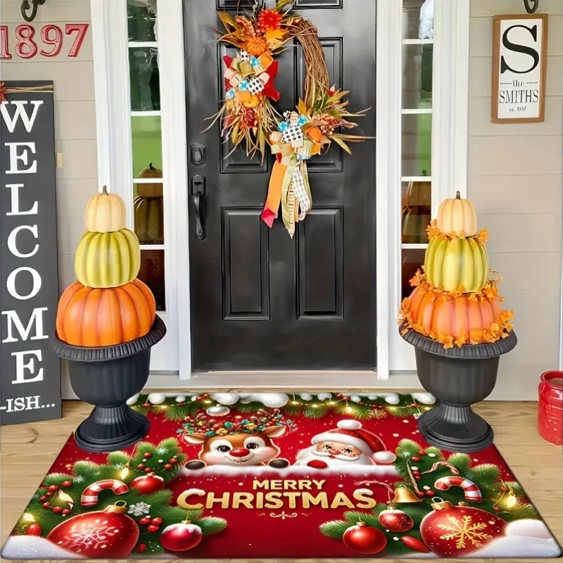 

VIKAMA Christmas Atmosphere Decorative Rug Bedroom, Living Room, Entrance Door Mat Soft and Comfortable Rug Home Furnishing