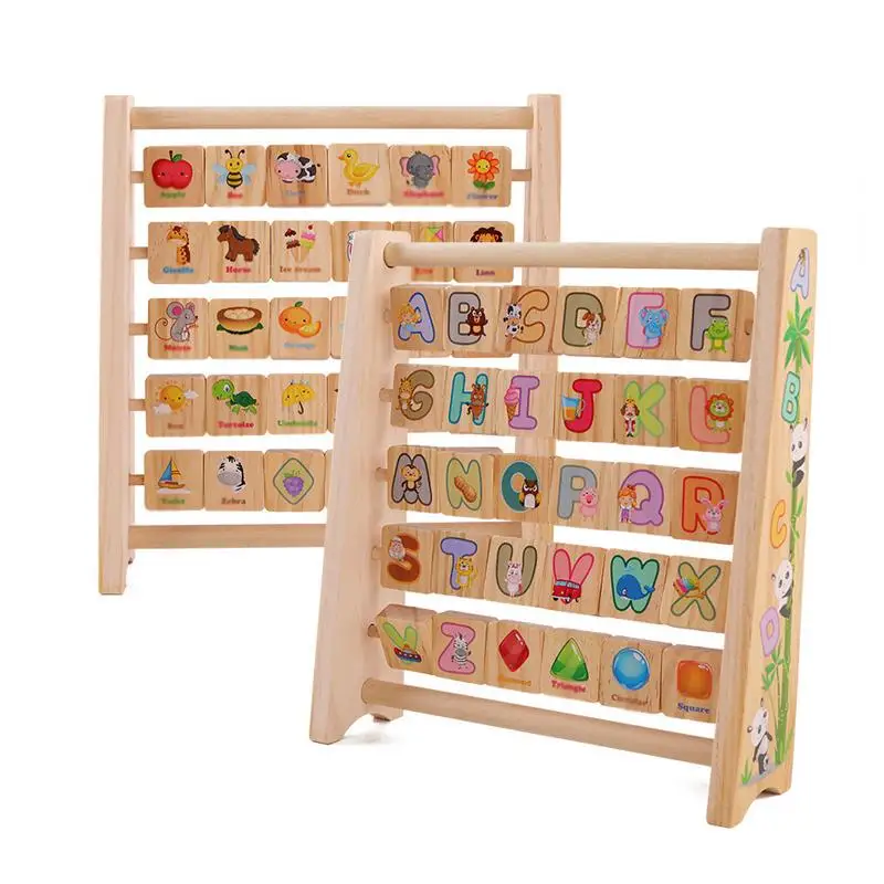 Wooden Multi-Functional Flap Learning Rack Toy, Alphabet Word Recognition Training, Montessori Early Education Gift Boys & Girls
