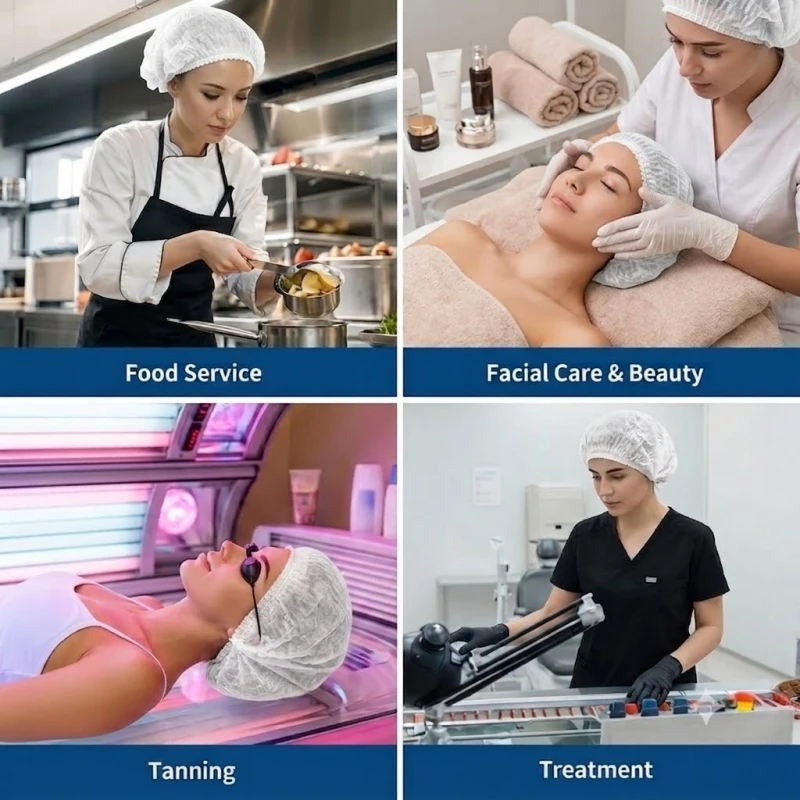 100 Stück Einweg-Haarnetze aus Vliesstoff, 21 Zoll, elastische Haarkappen für Damen, geeignet für Schönheitssalons, SPA, Sonnenbräunungen und Duschen – Detail 11