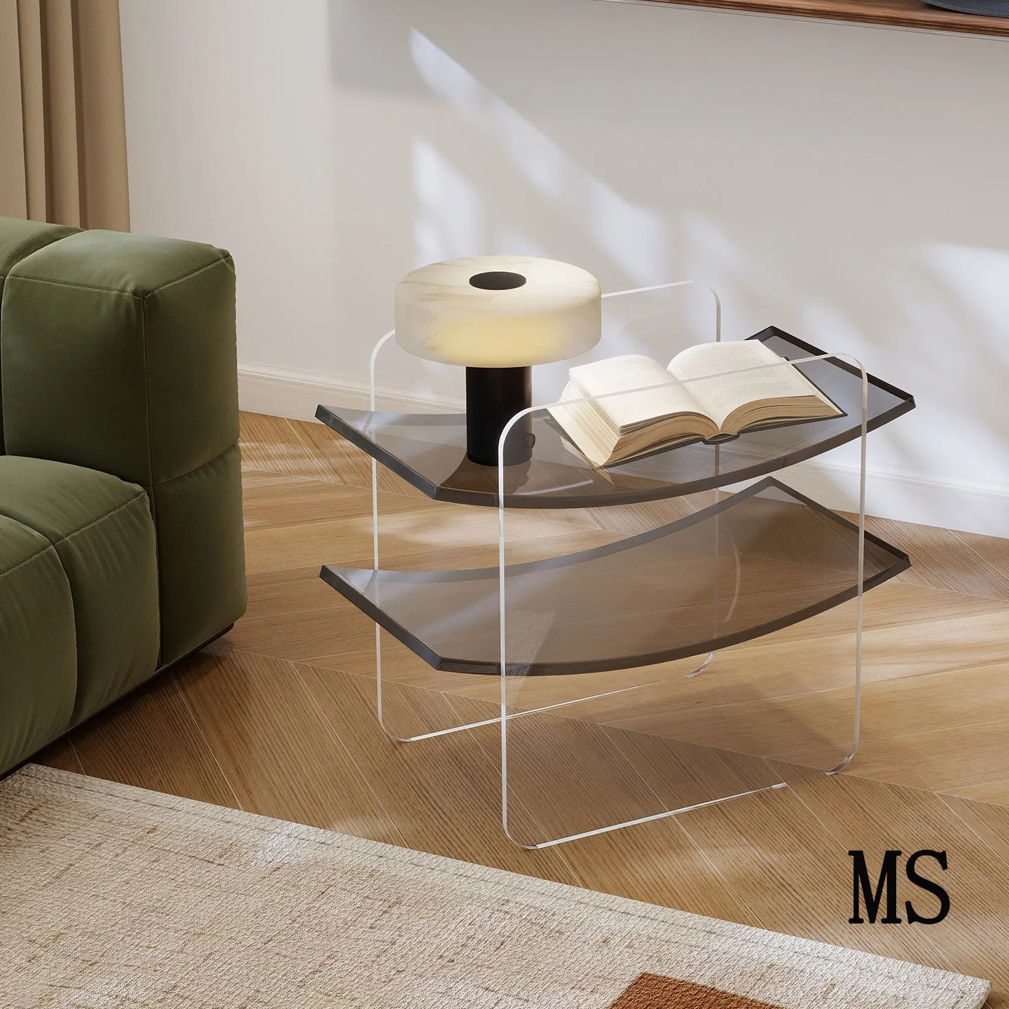 

Joylive Modern Minimalist Style Creative Transparent Acrylic Side Table Bedroom And Living Room Sofa Solid Wood Corner Table