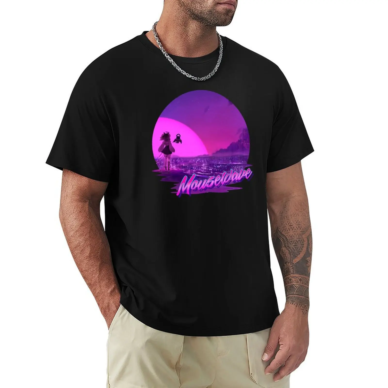 

Mousewave - Ironmouse Synthwave T-Shirt blue archive croswit shirt man boys animal print essential t shirt mens t shirts
