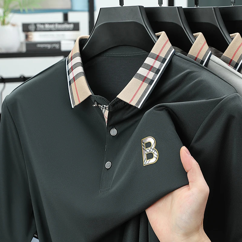 Mulberry Silk Men's T-shirt Ice Silk Dad Summer Clothes Short Sleeved Men's Upper Clothes Breathable Polo Shirt