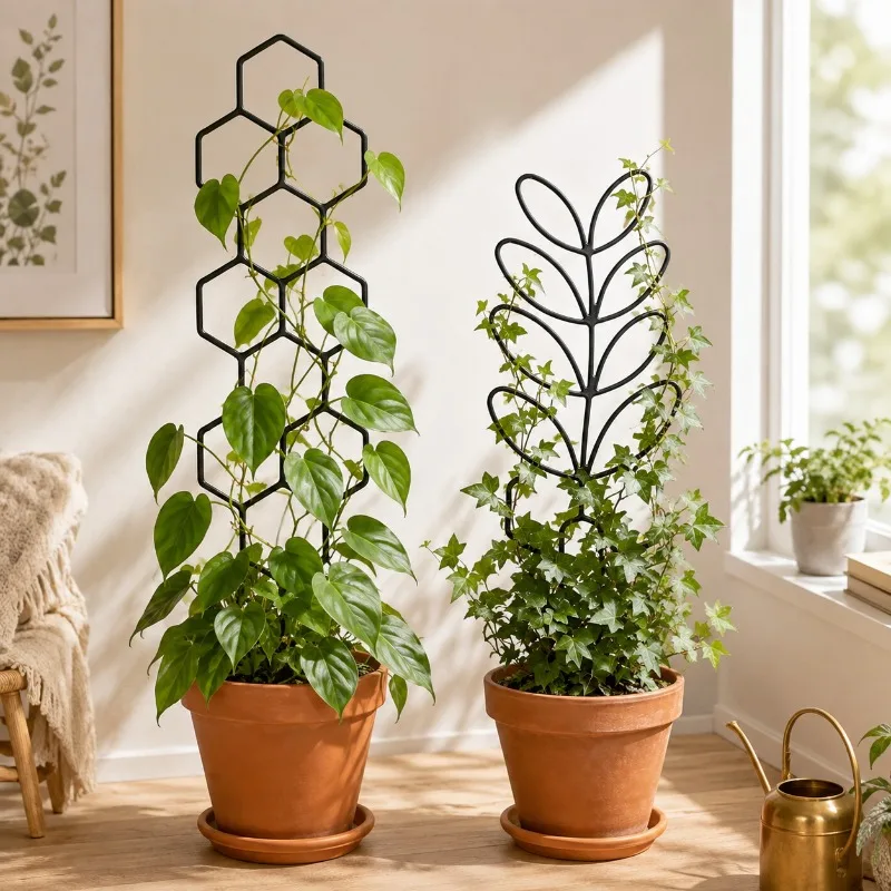 2/4pcs Plant Support Fixed Frame Lattice Anti-rust Plastic Support Potted Vine Flower Indoor and Outdoor Garden Climbing Frame