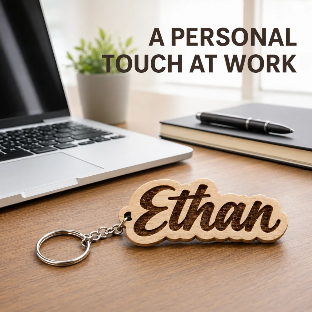 Custom Wooden Name Keychain, Personalized Laser Engraved Name Key Ring, Customized Wooden Name Tag, Gift for ,Pet, Birthday
