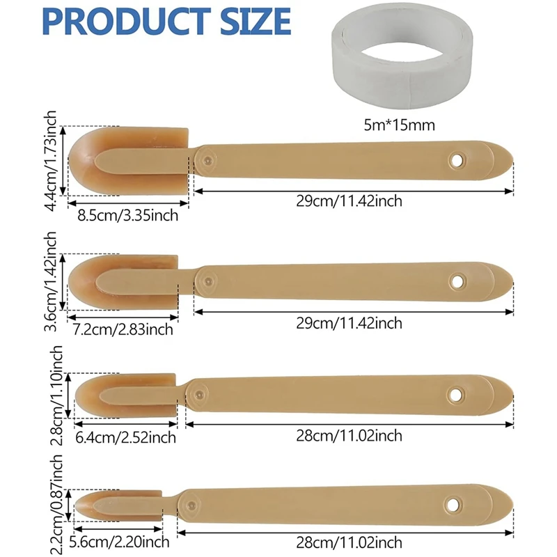 TKOH-4PCS ยางกาวเครื่องมือ,กาว Spatulas Caulk Finishing TOOL,กาว Remover เครื่องมือสําหรับกระเบื้องอ่างล้างจาน Joint รอบ