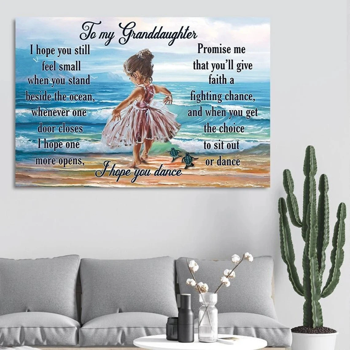 Print To My Granddaughter I Hope You Dance Sea Landscape Picture Home Wall Decor Modular Retro Canvas Painting Cuadros Girl Gift