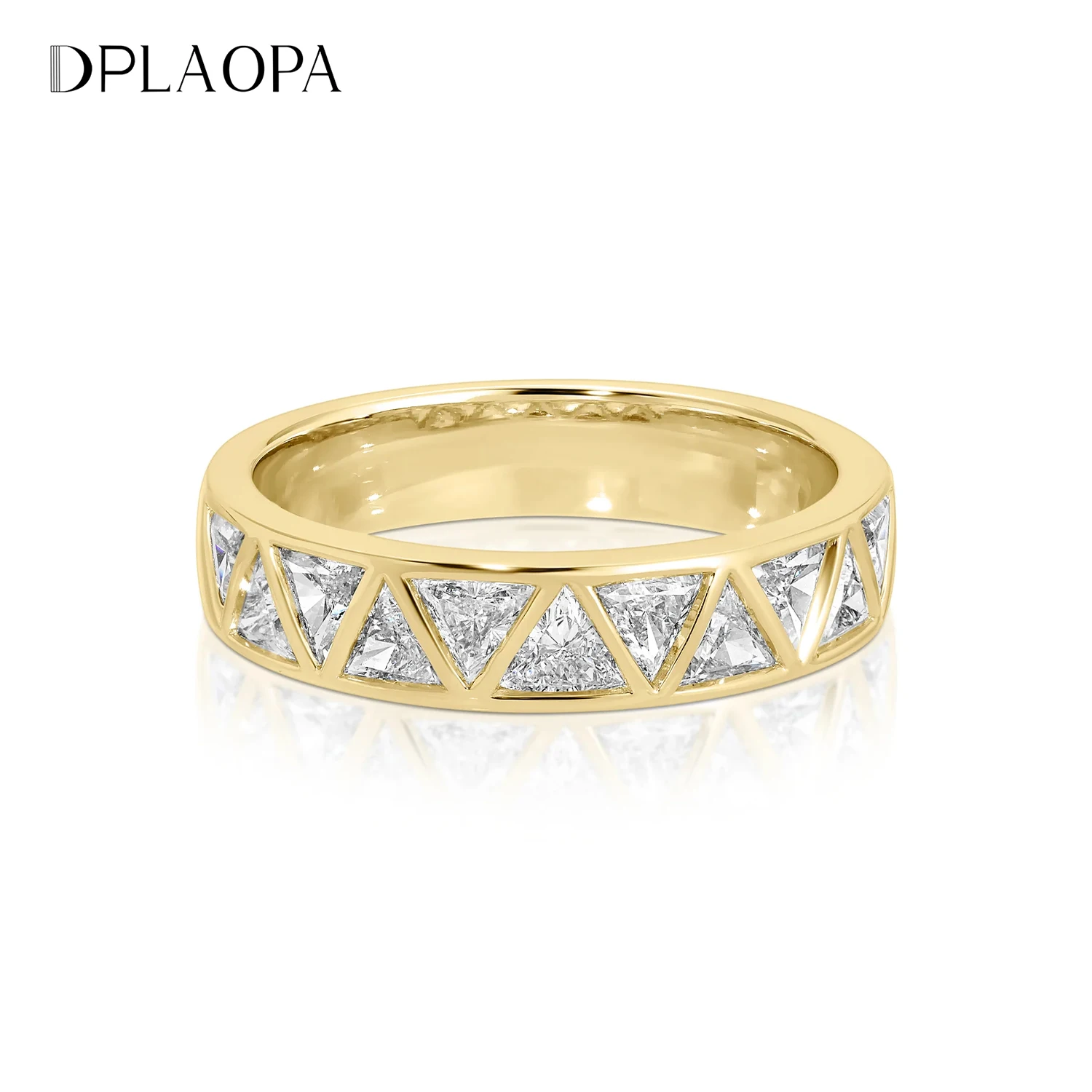 DPLAOPA-Anillo grueso de Plata de Ley 925 con triángulo de oro para mujer, línea de circón CZ, regalo de aniversario de cumpleaños Vintage fino de lujo 2024