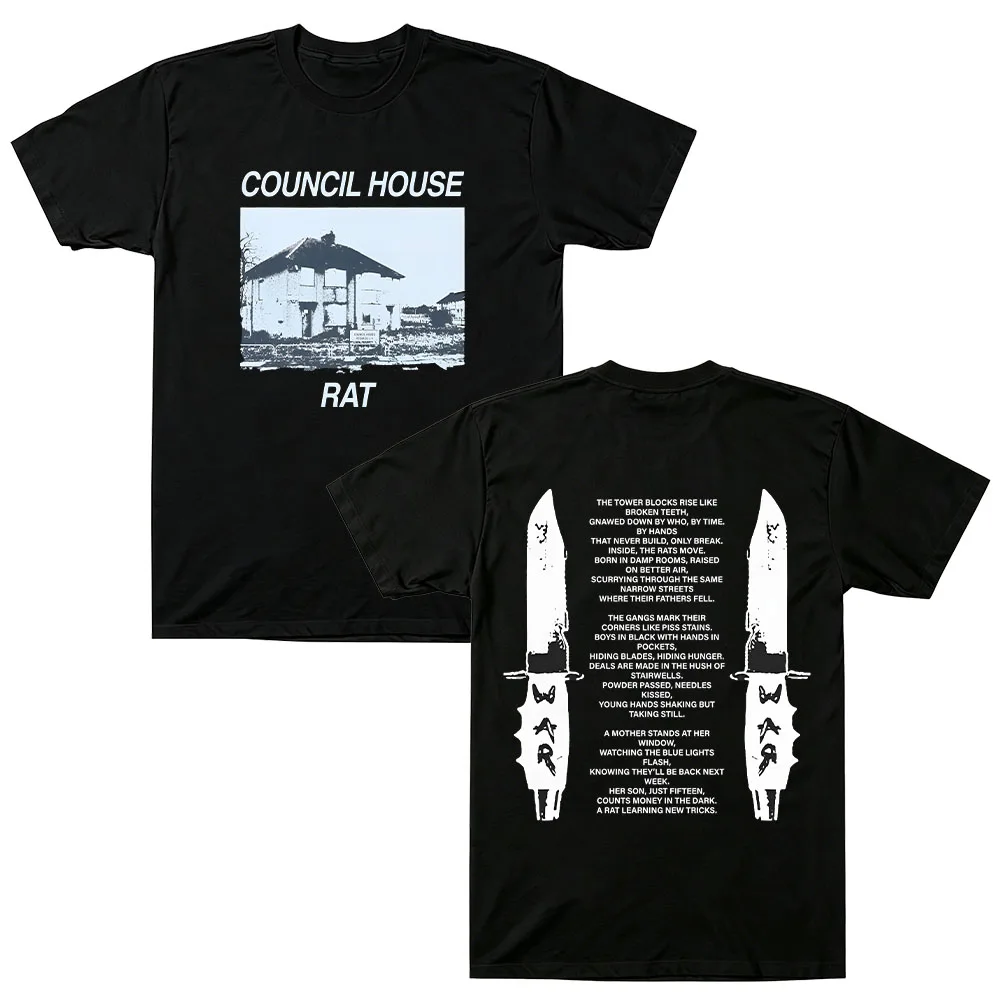 Esdeekid Merchtee Council House Rat T-Shirt Retro Vintage Print Cotton Tshirt Women Men Fashion Casual Short Sleeve O Neck Tops