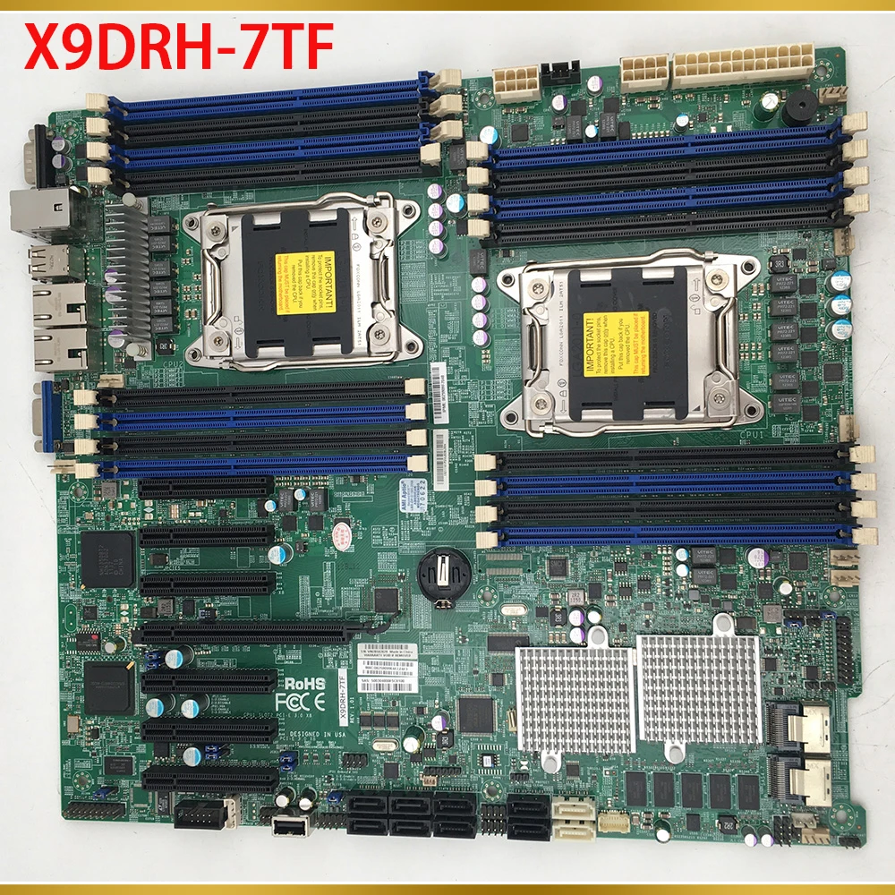 For Supermicro Server Motherboard Support E5-2600 V1/V2 Family ECC LGA2011 DDR3 X540 Dual Port 10GBase-T X9DRH-7TF