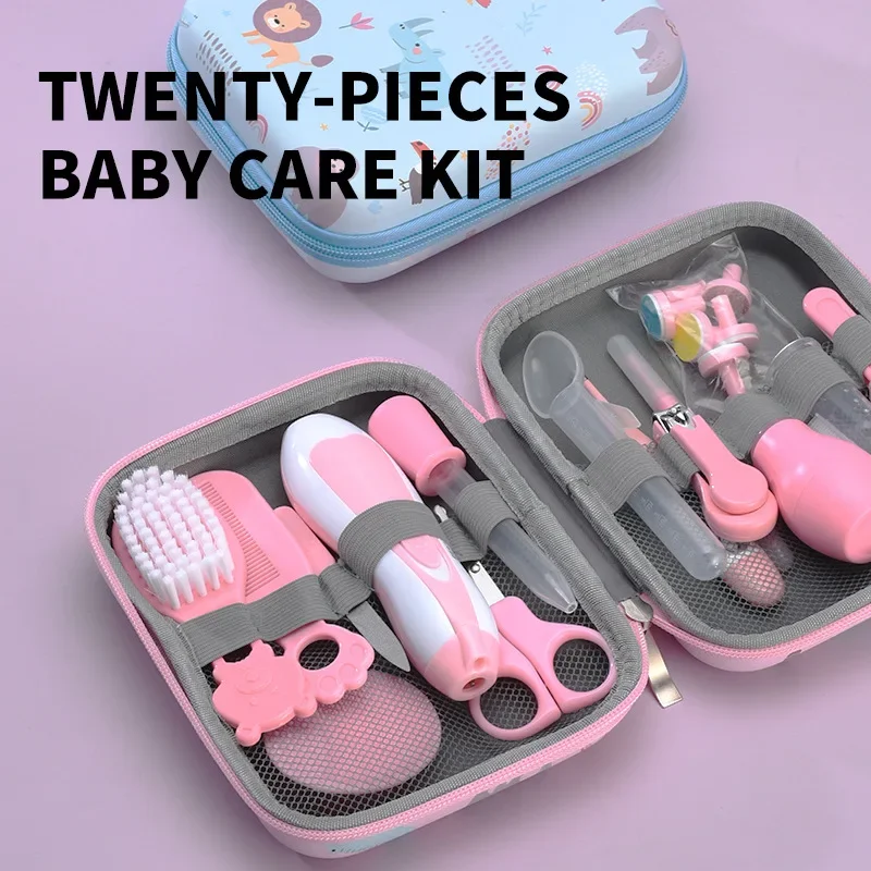 

20 Pieces Set Children's Nail Clippers, Mother and Baby Set, Medicine Feeders, Comb Brushes EVA Bags, Care Set, Material Safety