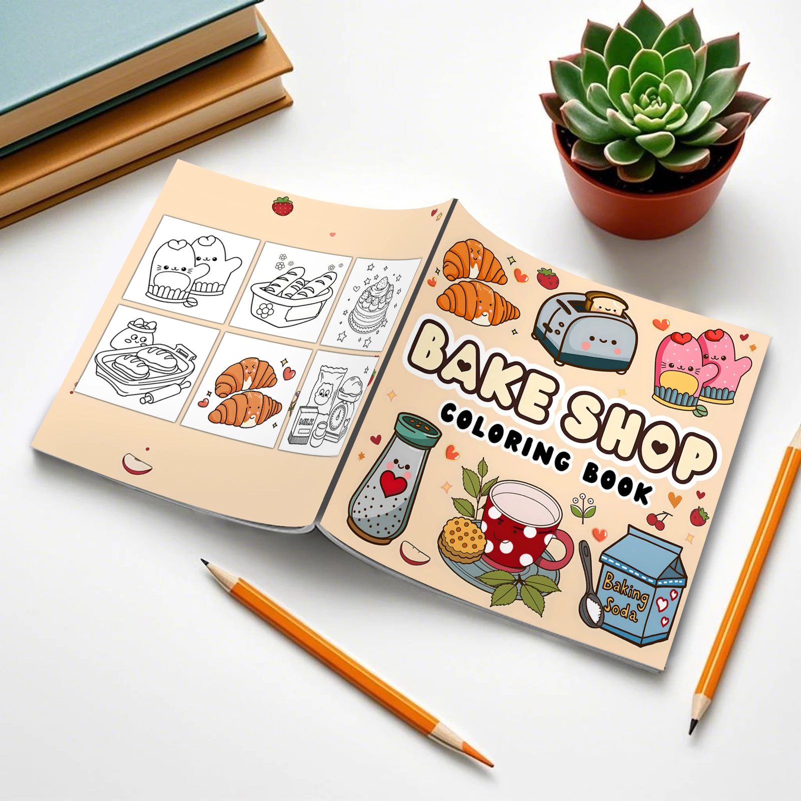 BAKE SHOP Coloring Book for Adults And Teens Featuring Cute Drawing Book Bold-easy Patterns Perfect Gift for Party and Birthday