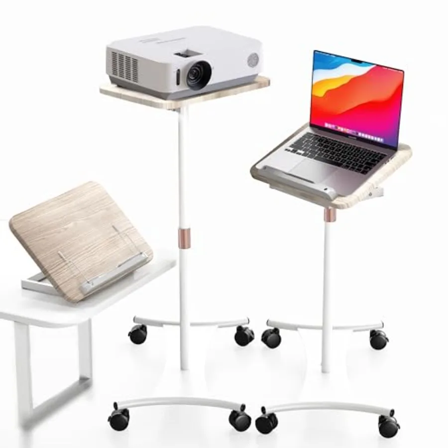 

Rolling Laptop Floor Stand for office and home use aluminum alloy black height-adjustable 16.551 4 lockable casters book page c