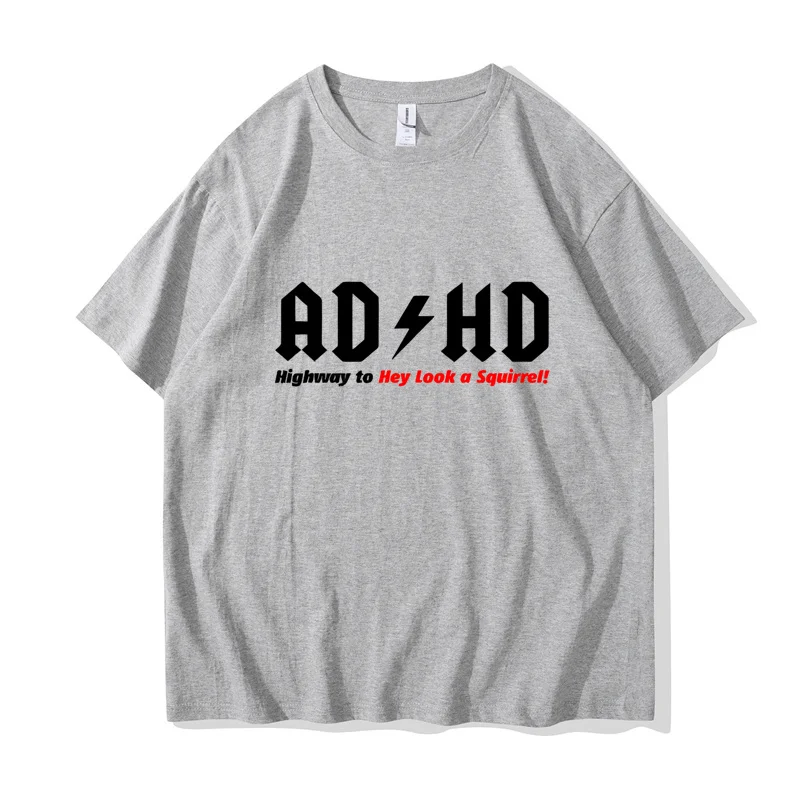 Cotton Fabric Tops & Tees ADHD Highway to Hey Look A Squirrel Funny Design T Shirt Men\'s T-shirts Family O-Neck Tshirt