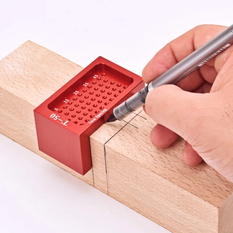 T50 Woodworking Scribing Ruler Hole Scribing Ruler Aluminum Alloy T-Shaped Straight Ruler Mini Scriber Handmade Auxiliary Equipm