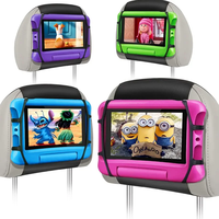 Kids Car Tablet Holder 7-12.9 Inch iPad Tab Mount Adjustable Angle Headrest Mount with Anti-Slip Strap & Net for Backseat