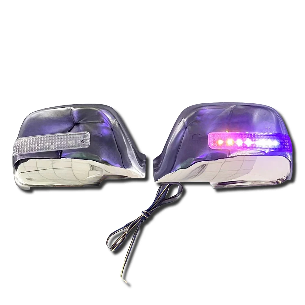 2 قطعة غطاء مرآة الباب الفضي المطلي بالكروم مع Led لتويوتا لاند كروزر Lc80 FJ80 4500 1990 - 1998 تزيين السيارة الخارجي #6