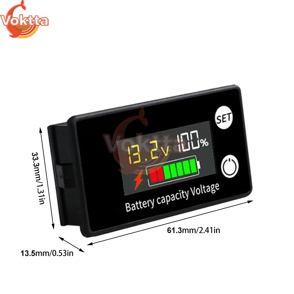Imagem -06 - Lcd Digital Battery Capacidade Indicator Power Meter Chumbo-ácido Lithium Life Po4 Testador de Tensão para Carro Motocicleta 6133a dc 8100v