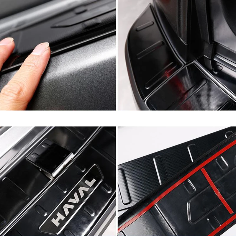 For GWM Haval H9 2024 Black Stainless Steel Rear Trunk Threshold Strip Car Accesiories Interior Accessories Automobiles Parts