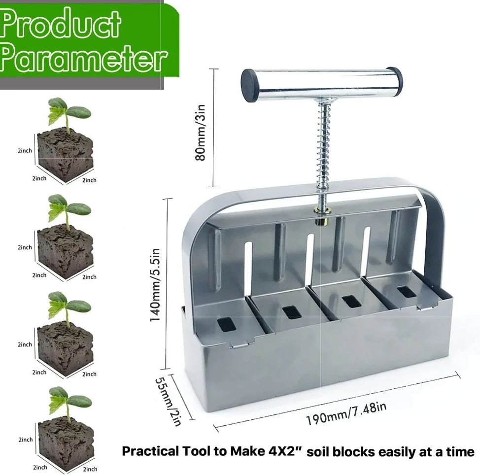 أداة صنع كتلة التربة المحمولة مقاس 2 بوصة، مانع تربة الشتلات اليدوي لمستلزمات الزراعة المنزلية والحديقة والمنزلية
