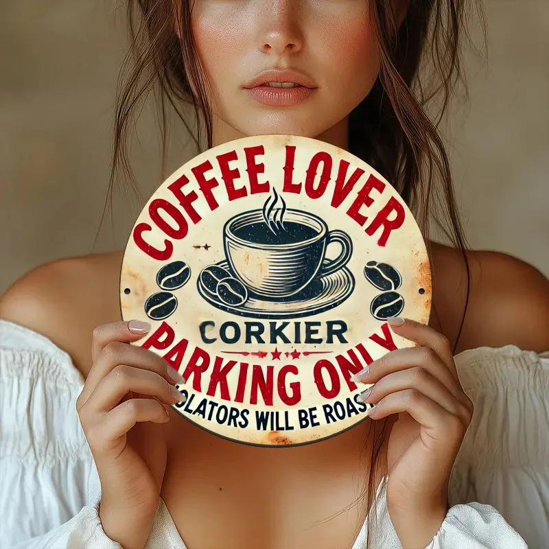 Hochauflösendes Eisenmalerei-Schild „Kaffeeliebhaber Parken Verboten“ Vintage Metallschild für Café-Küchen-Wanddekoration