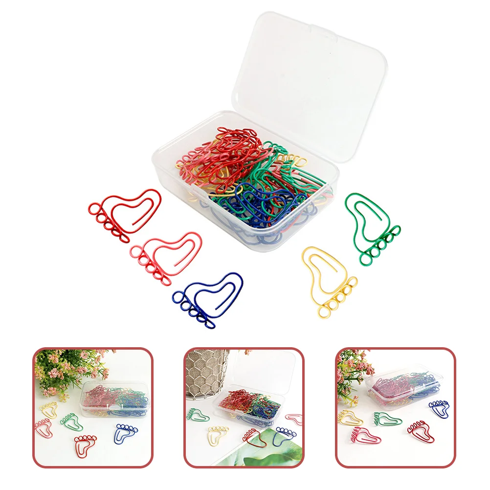 30 Pcs Little Feet Paper Clip Clips Colored Nursery Room Decoration Large Footprint Metal Small Office Baby Paperclips