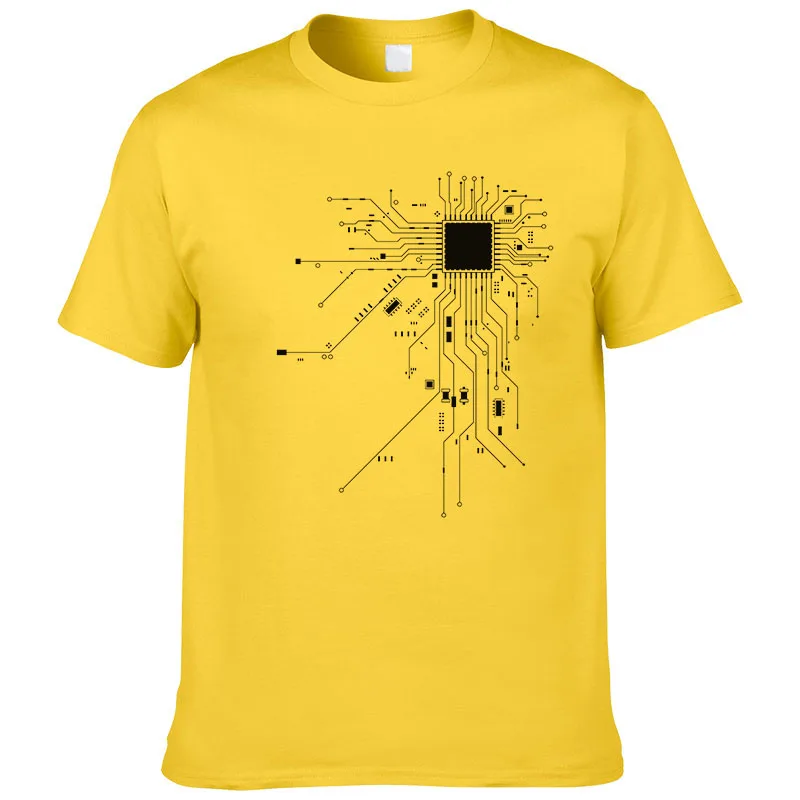 Summer Creative Design Computer CPU Core Pattern Printing Men's T-shirt O-neck Short-sleeved Work Casual Oversized Loose Top 6XL