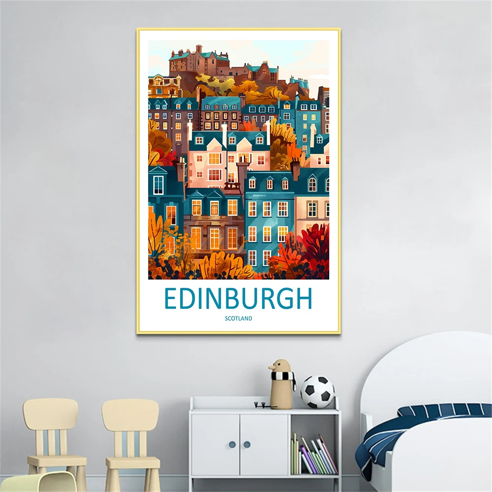 

Edinburgh cityscape print Edinburgh home decor canvas poster European city art print Edinburgh wall art Scotland lover gift