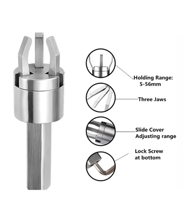 Imagem -05 - Extrator Traseiro de Três Garras Barra Redonda Quadrada Automática Tornos Cnc Mandíbulas Extrator de Tração para Ferramenta de Desenho de Torno 16 mm 20 mm 25 mm 32 mm