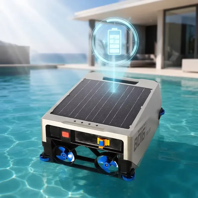 STROVAN B016 Solar Pool Skimmer Automatic Surface Cleaning Robot High Quality Eco-Friendly Dual Power Remote Control for