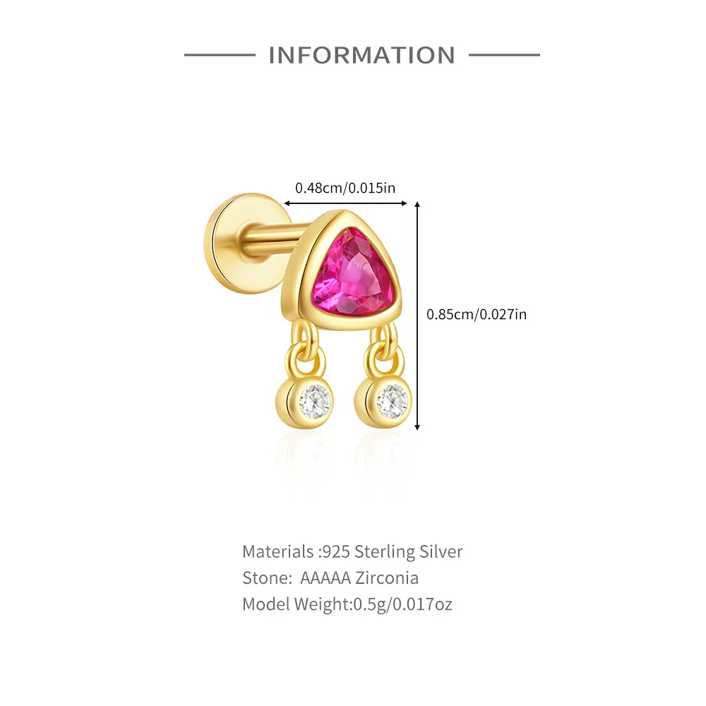 Roxi 925 Sterling Silber 18 Karat Gold Platte 1 Stück Regenbogen Kristall Tropfen Piercing Ohrringe für Frauen geometrische Zirkon Ohrringe