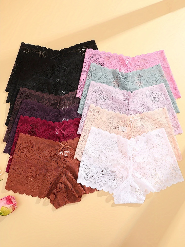 12PCS 여성 레이스 팬티 섹시한 V 허리 란제리 여성 편안한 속옷 숙녀 패션 스타일 솔리드 컬러 속옷 S-XL