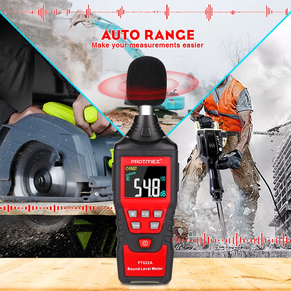 Sound Level Meter, Digital Decibel Reader Measurement, Range 30-130 dB, Accuracy 1.5dB Noise Meter with Large LCD Screen