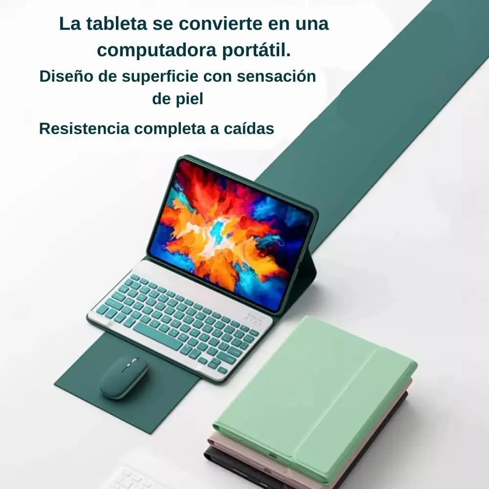 Imagem -03 - Capa de Couro Sintético Dupla Proteção com Teclado Bluetooth e Mouse para Galaxy Tab s6 Lite Preto