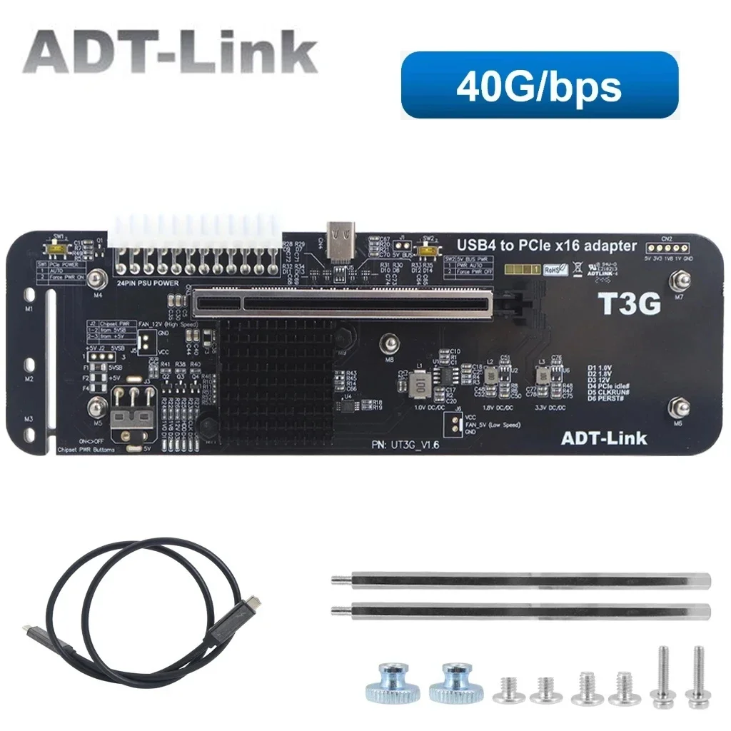 ADT-Link UT3G GPU DOCK External Graphics Cards USB4 to PCIe 4.0 x16 eGPU Adapter for NUC ITX STX Thunderbolt 3/4 Laptop Notebook