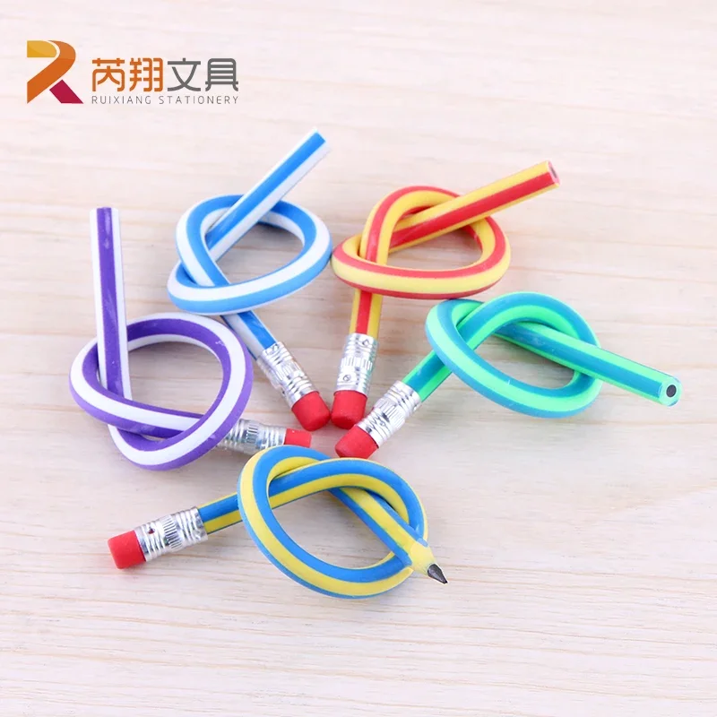 5PCS Korea Cute Stationery Colorful Magic Bendy Flexible Soft Pencil with Eraser Student School Office Use