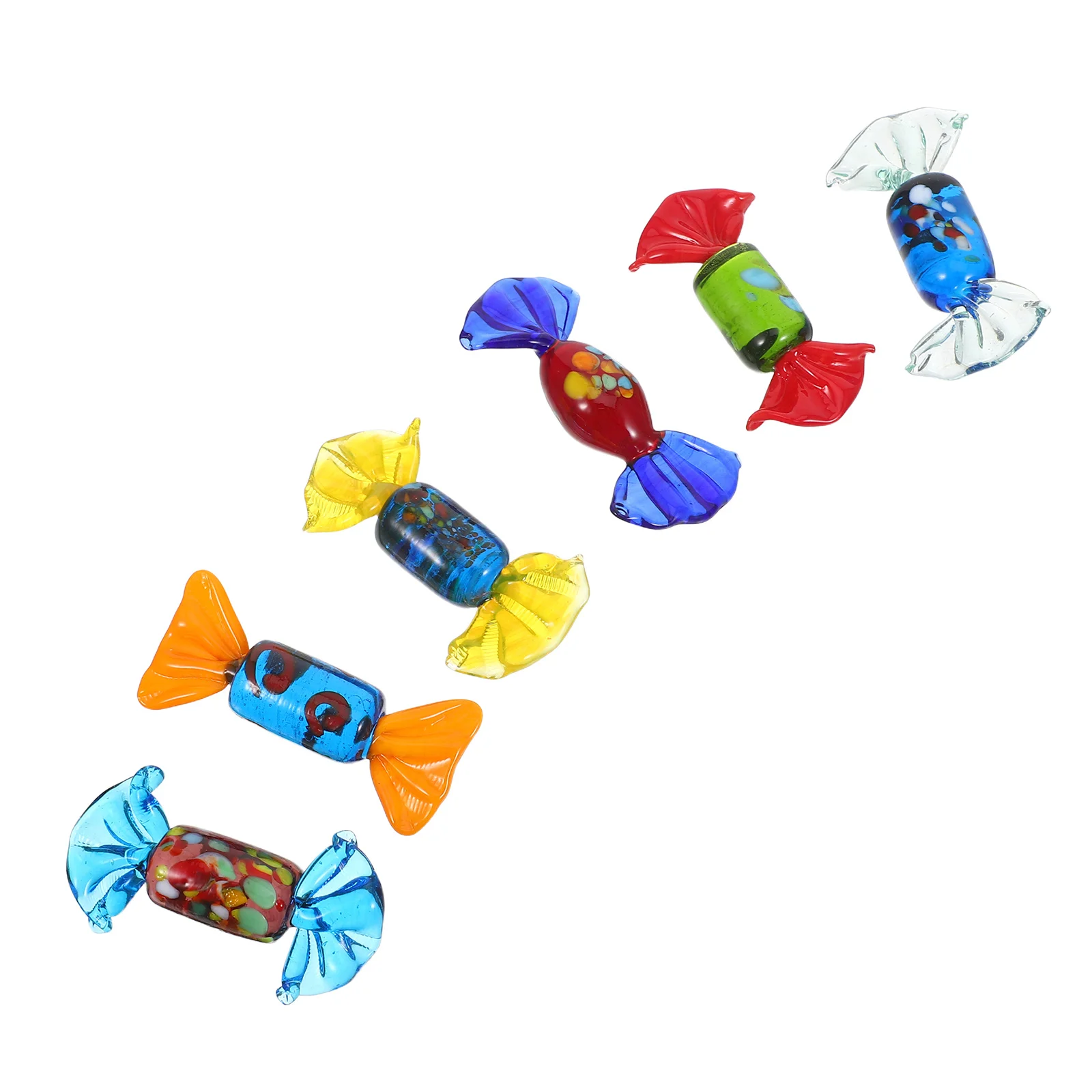 

6Pcs Colorful Glass Candy Eye Catching Vibrant Colors Fade Resistant for Home Office Festival Table Sweet Decorations