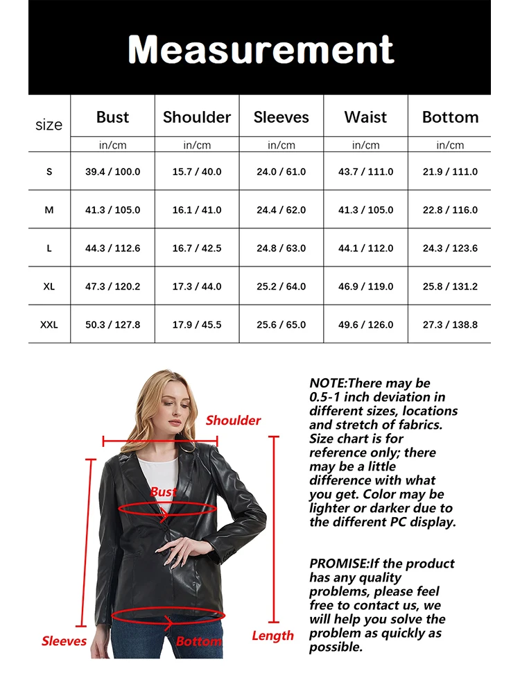 Giolshon Women Fashion PU Faux Leather Blazer Coat Vintage Pockets Long Sleeve Button Casual Lapel Female Outerwear Chic Tops