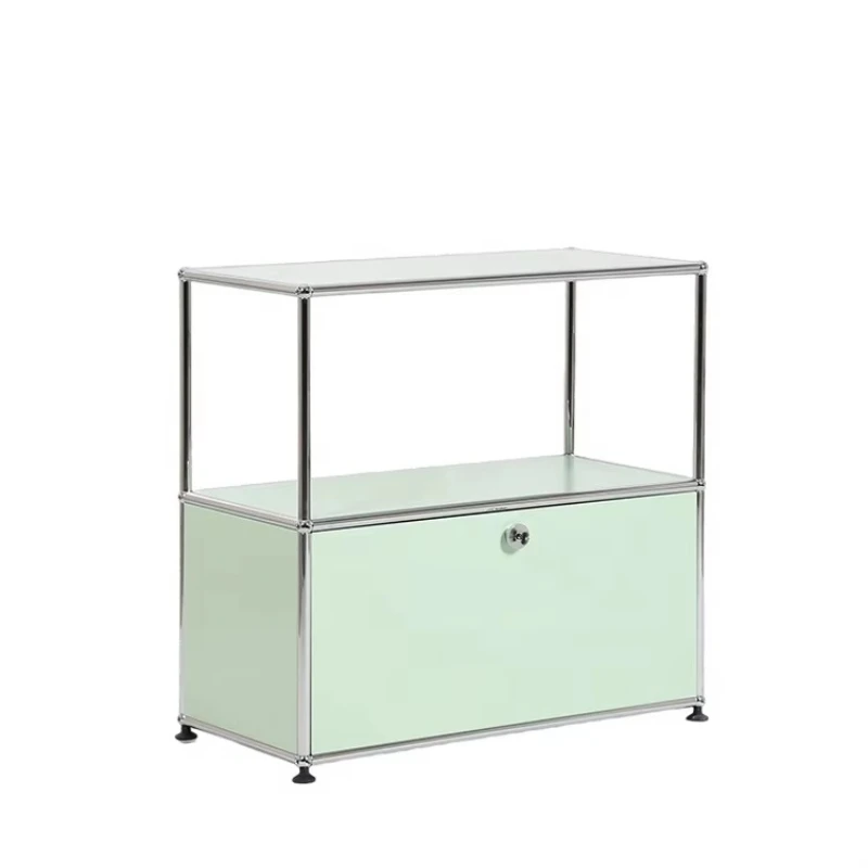 

Simple Living Room Modular Cabinets Household Stainless Steel Frame Lockers with Open Shelving