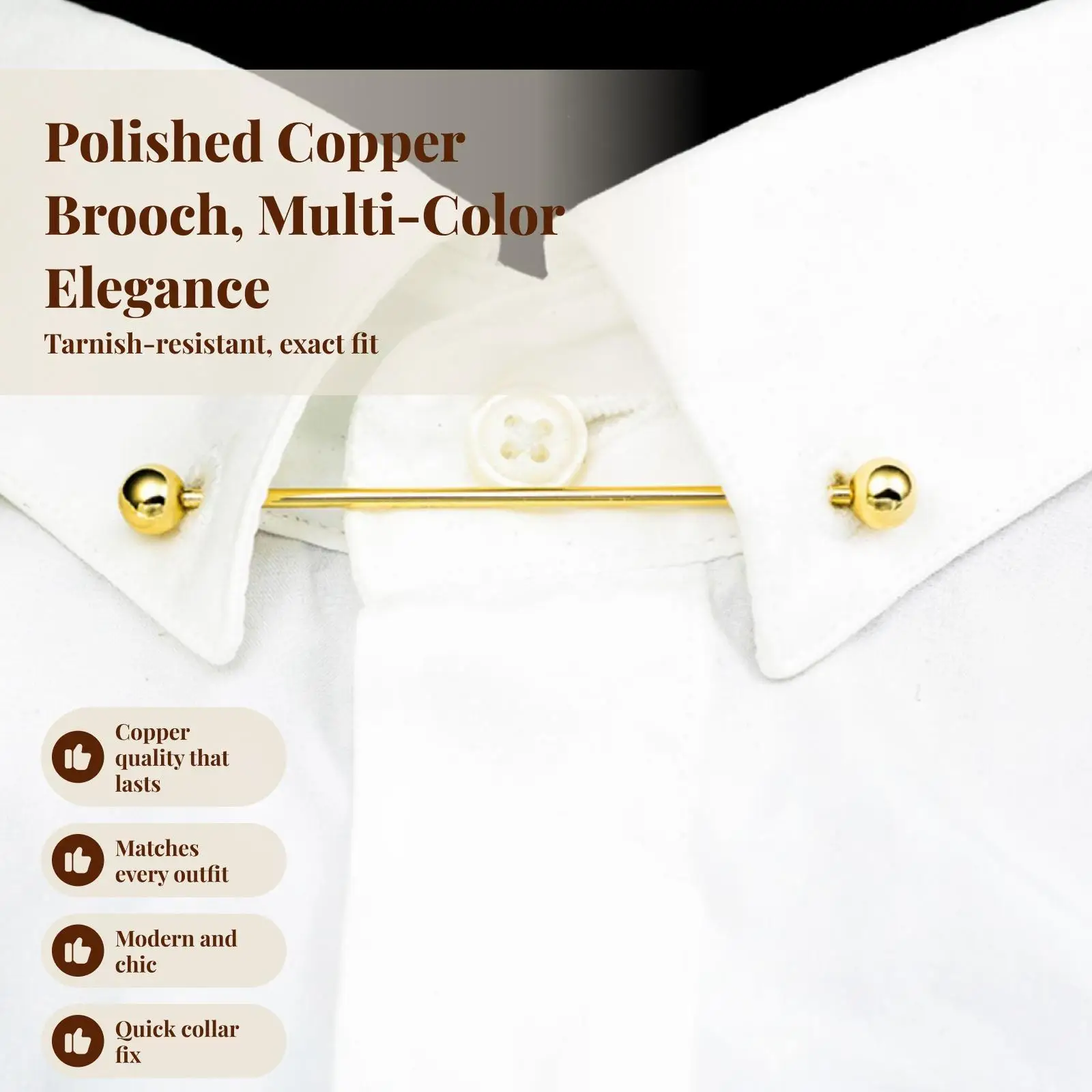 Metal Bar Pins Clothing Brooch Groom Gift Shirt Collar Clips for Party Business Formal Occasion