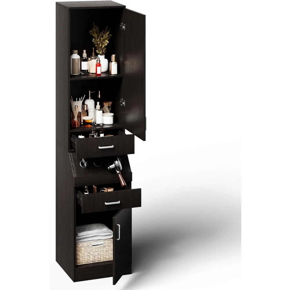 Barber Salon Station for Hair Stylist Beauty Salon Storage Station with Storage Shelf with Door, 2 Drawer, Large Storage Cabinet