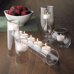 Creative Crystal Candle Holder  Glass Home Decoration Set Candlestick Real Candle Container