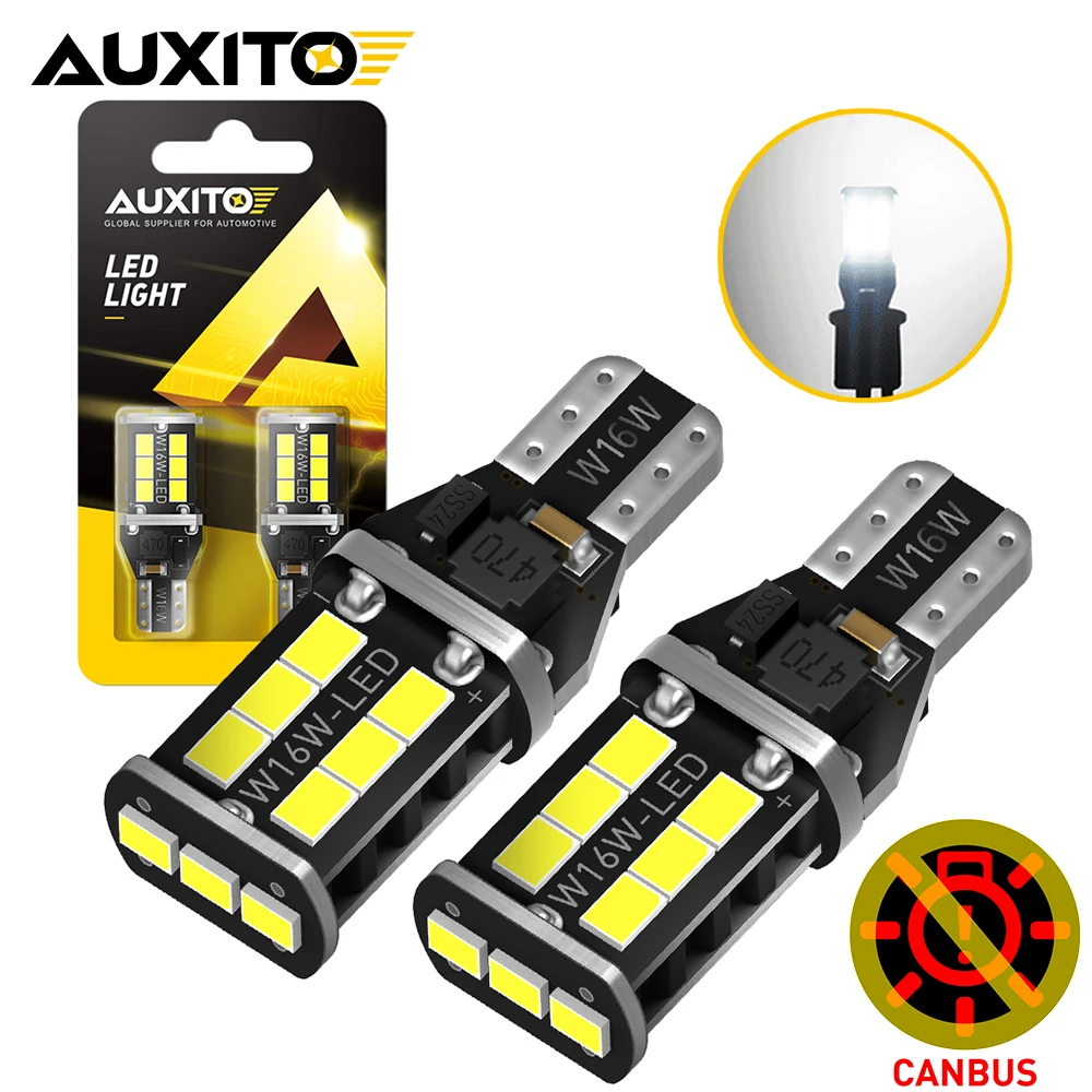 AUXITO 2Pcs W16W T15 921 LED Bulbs Canbus LED Car Backup Reversing Lights T16 912 921 LED No Error T10 W5W LED Interior Lamp