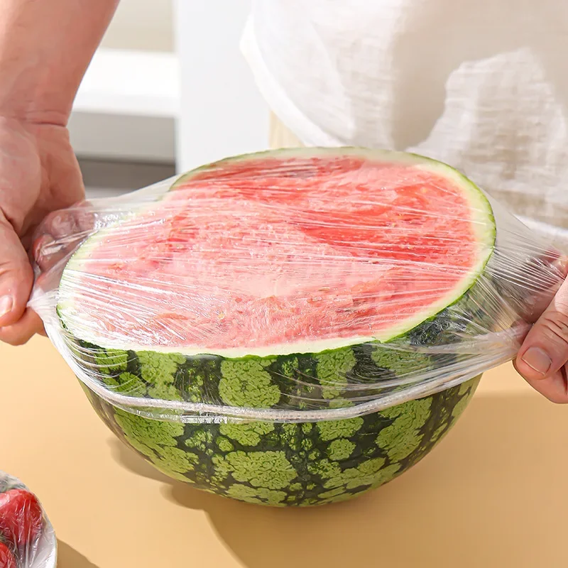 Disposable Food Cover Plastic Wrap Elastic Food Lids For Fruit Bowls Cups Caps Storage Kitchen Fresh Keeping Bag Cups Cap